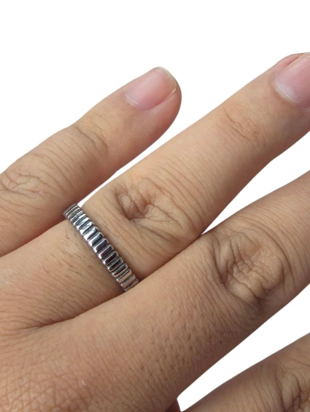 Stainless Steel Textured Ring - Size 12 Unisex